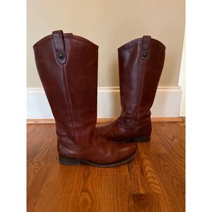 Frye Melissa Button Cognac  Tall Riding Boots Extended Calf